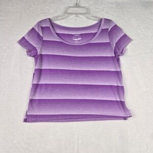 American Eagle Womens Purple Gradient Crop T Shirt XS Short Sleeve Feather Light